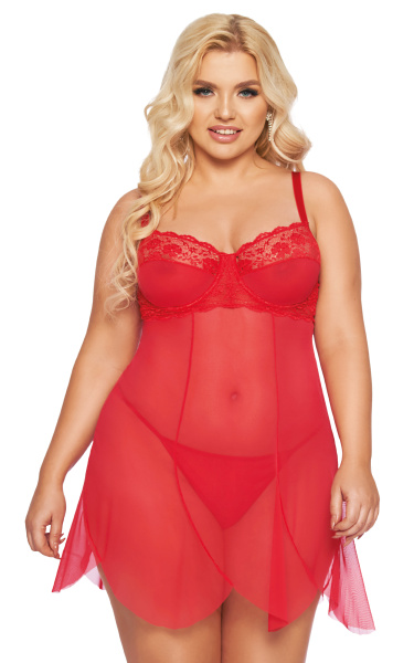 Ночная сорочка и стринги SoftLine Collection Carla, красный, XL